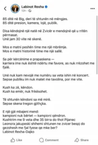 Labinot Rexha ofendon rëndë Leonora Jakupin, i referohet me mbiemrin “Jakupeski”