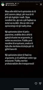 Labi vazhdon kritikat ndaj Leonora Jakupit: Nuk e përfaqëson rolin e opinionistes